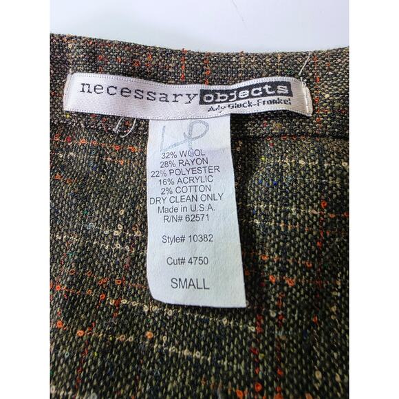 NECESSARY OBJECTS Brown Wool Blend Artsy A-Line Made in USA Skirt SZ S - Picture 5 of 8